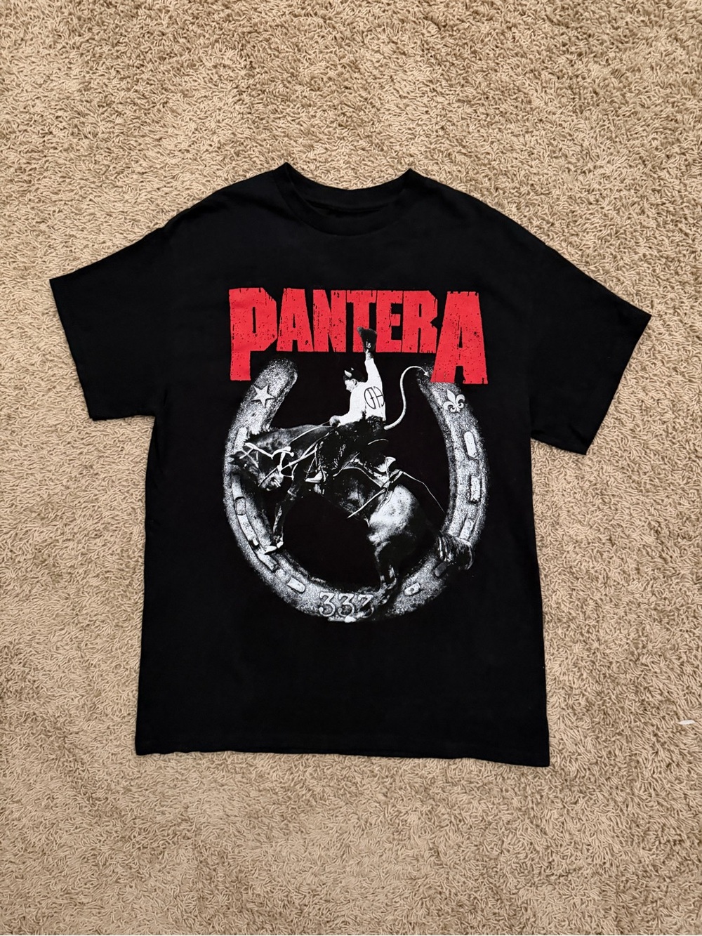 Pantera Official 2023 Concert Tour Horseshoe Cowboy Black Band T Shirt Sz Medium
